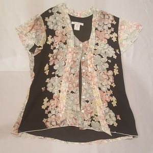 Nine West Cap Sleeve Silk Top